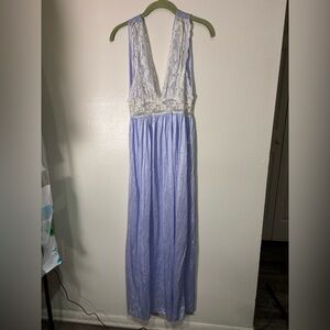 Lace-Trim Deep V Maxi Dress in Light Lavender